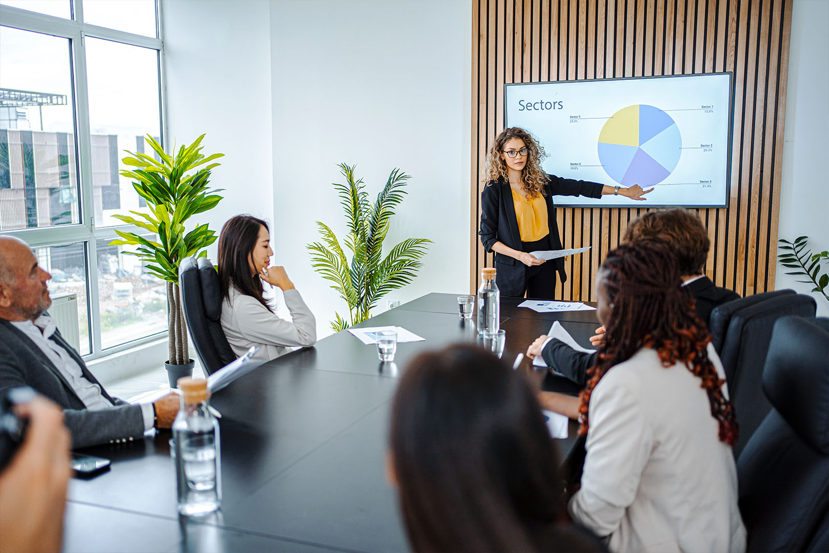 A financial professional giving a presentation