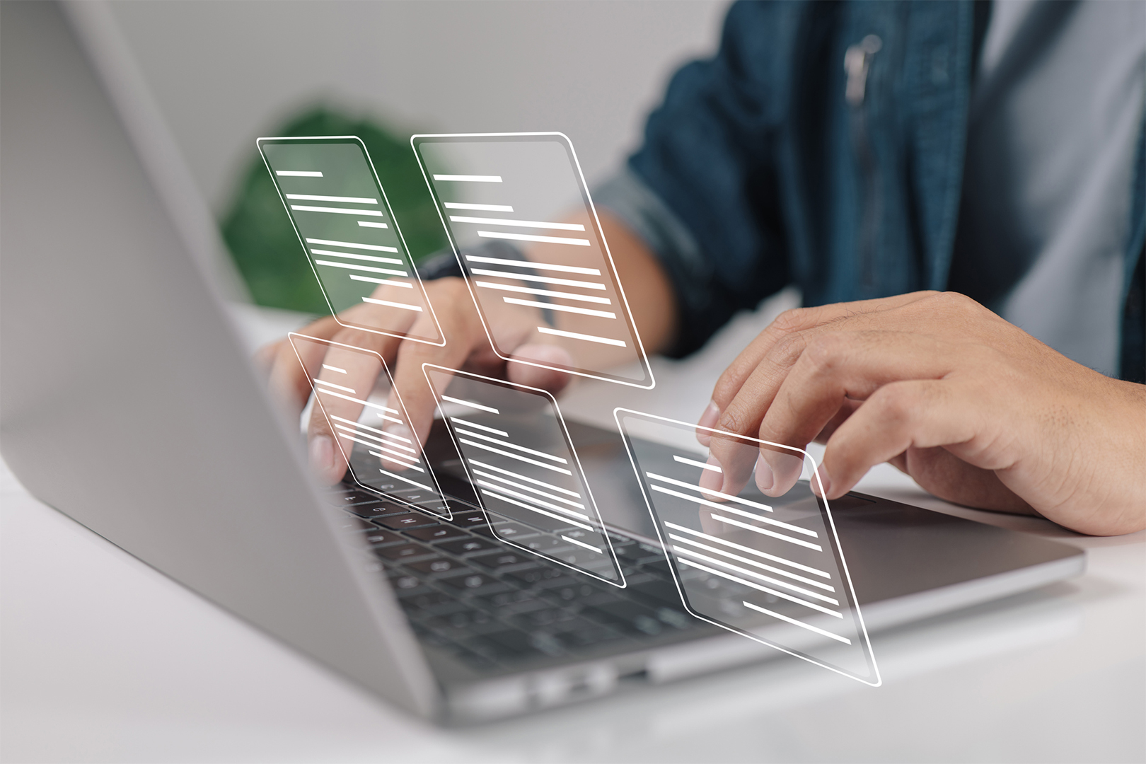 A person using a laptop computer