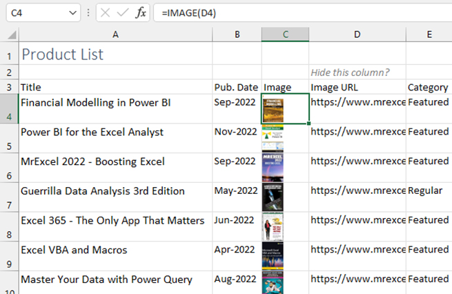 excel table with image
