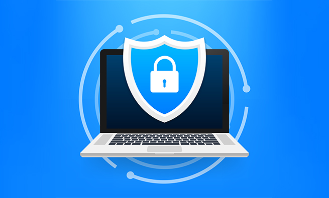 laptop with security icon