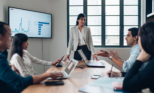 Group of people in office having a meeting