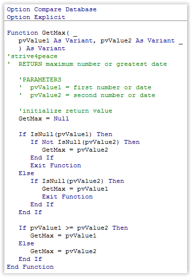 Access: User-defined Functions | IMA