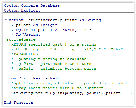 Access: User-defined Functions | IMA